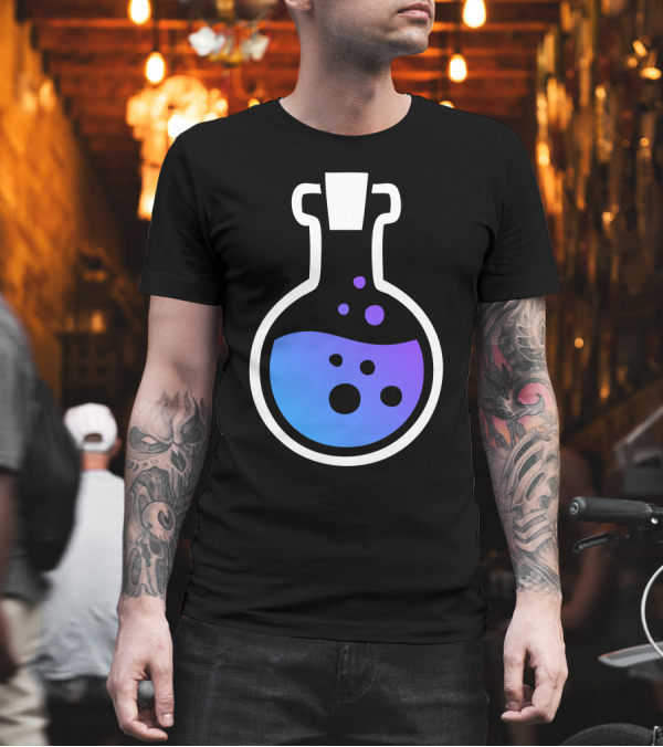 Minimalist Magic Spell Potion Flask with Blue and Purple Gradient Bubbles T-Shirt Minimalist Magic Spell Potion Flask with Blue and Purple Gradient Bubbles T-Shirt