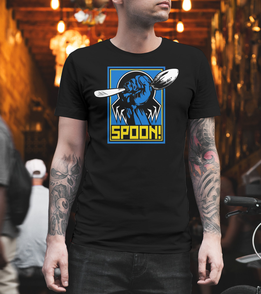 Spoon Comic Inspired Blue Fist T-Shirt
