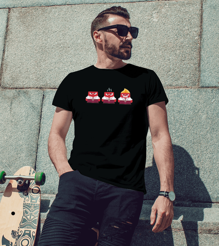 Must Control Anger Red Square Characters In Business Attire T-Shirt