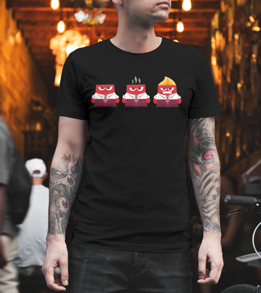 Must Control Anger Red Square Characters In Business Attire T-Shirt