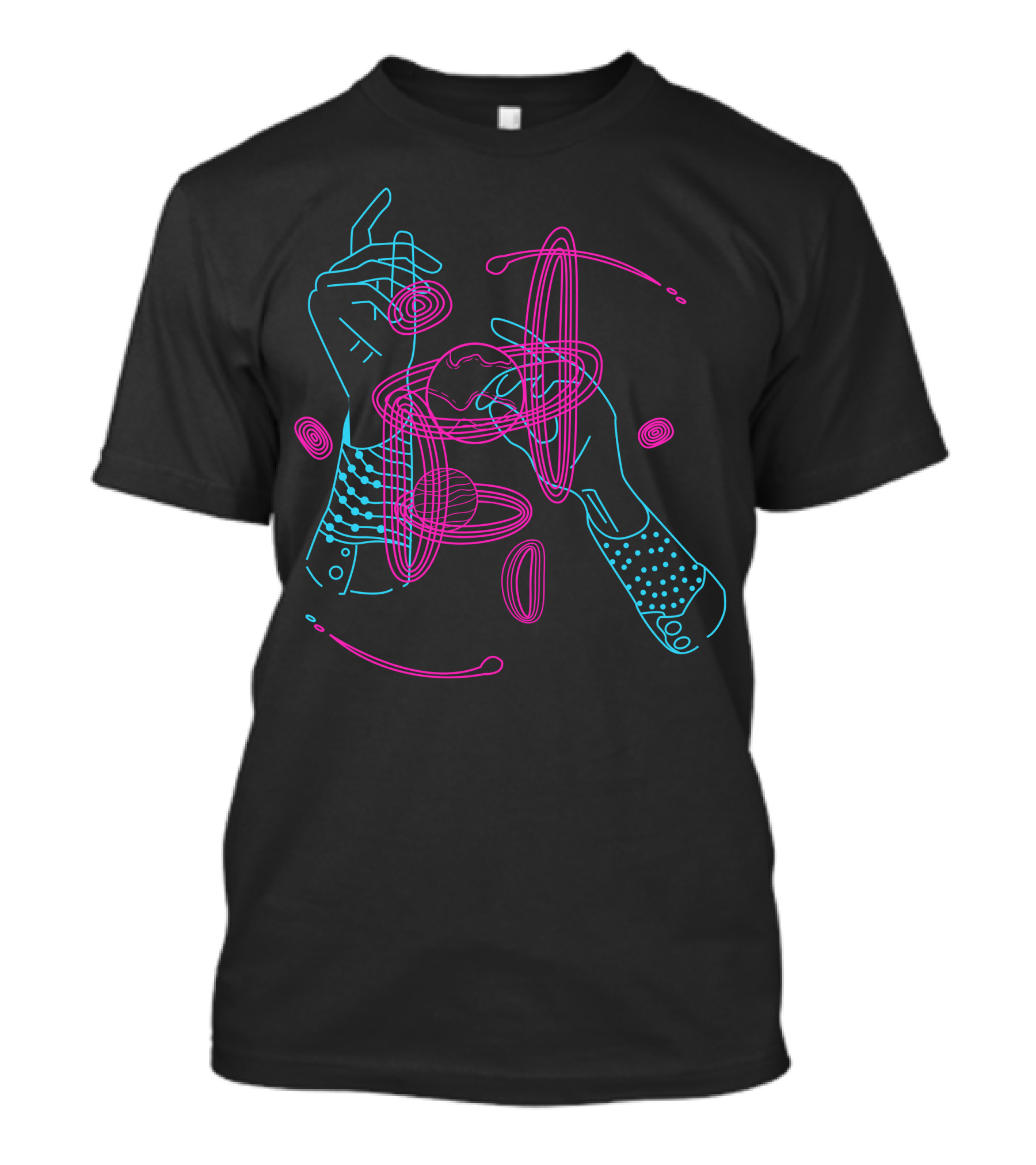 Hands And Planets Celestial Orbiting Lines T-Shirt