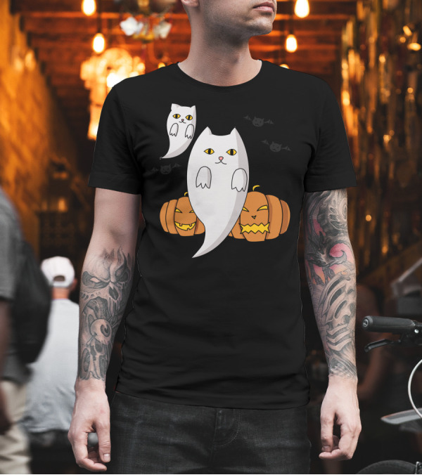 Halloween Pumpkin Ghost Lanterns with Bats T-Shirt Halloween Pumpkin Ghost Lanterns with Bats T-Shirt