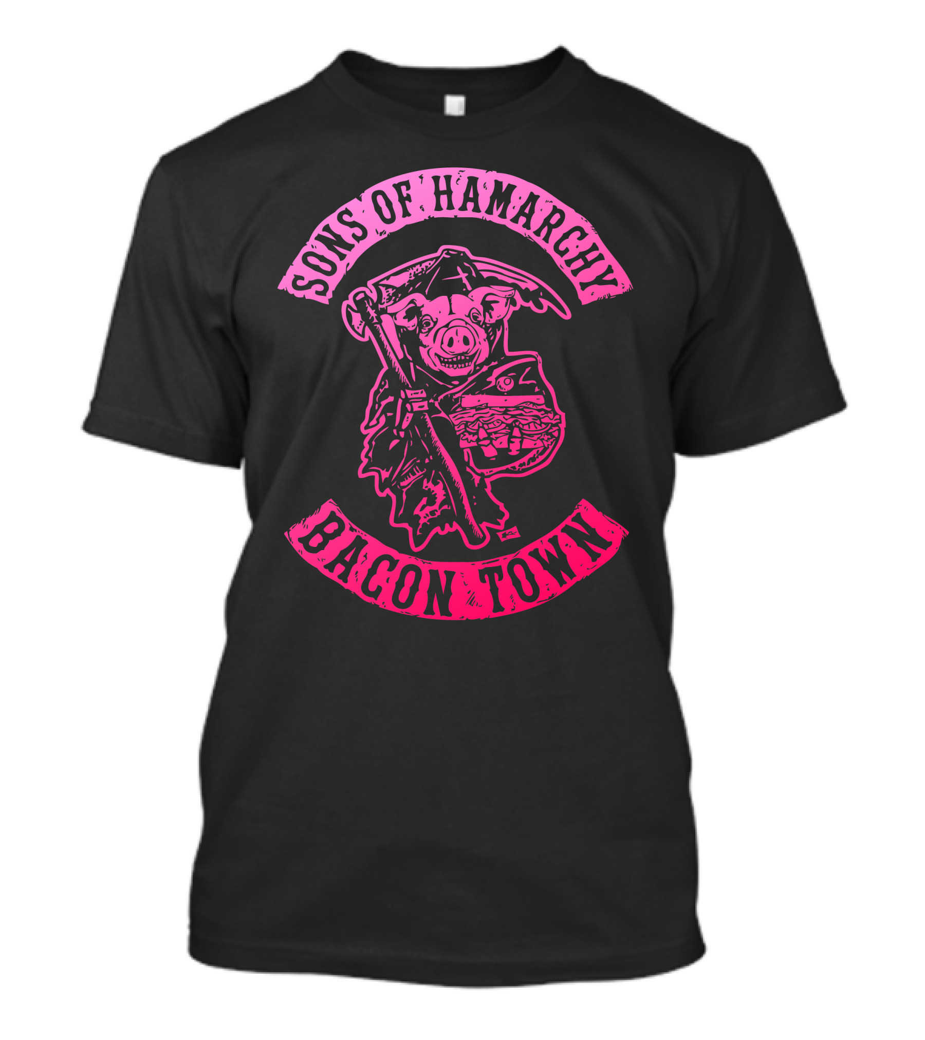 Sons Of Hamarchy Bacon Town Pig With Bacon Crossbones T-Shirt