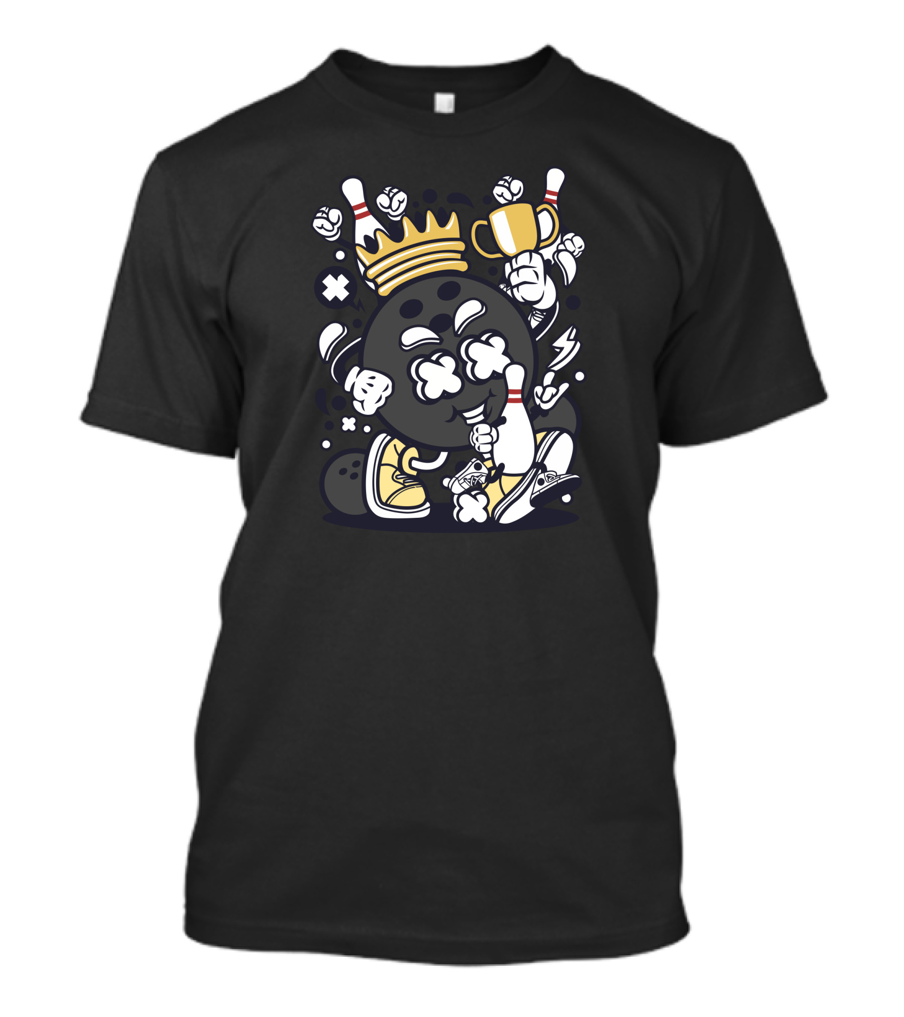 Bowling King Crowned Champion With Trophy And Pins T-Shirt