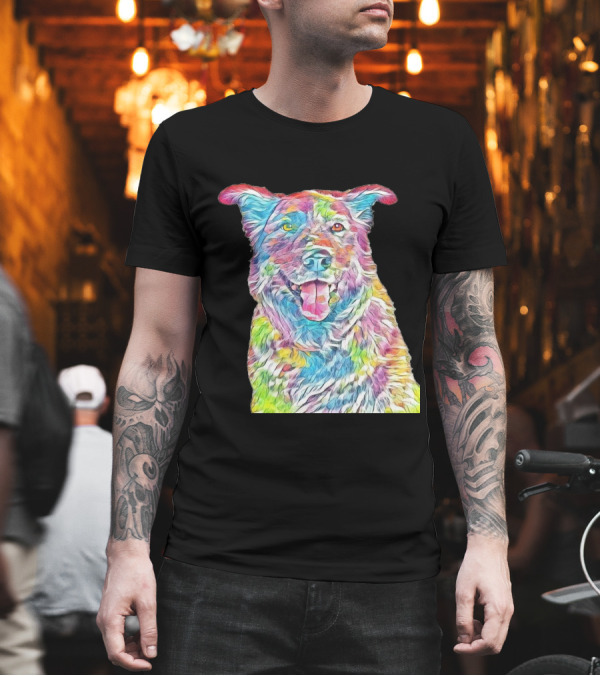 Head Shot Of Australian Shepherd Colorful T-Shirt Head Shot Of Australian Shepherd Colorful T-Shirt