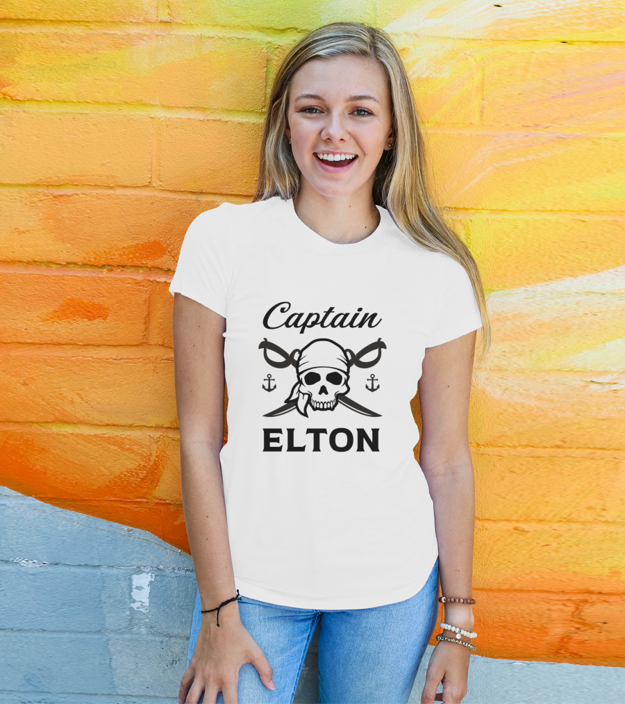 Captain Elton Pirate Skull Bandana Anchors T-Shirt