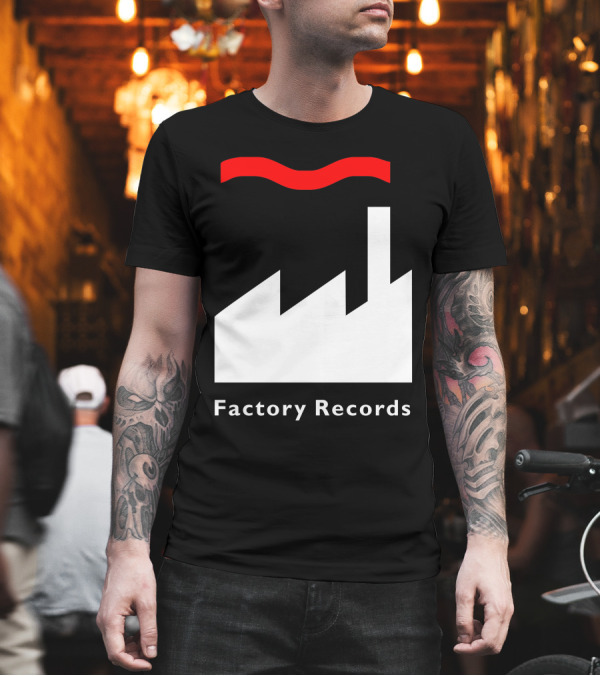 Factory Records Logo Classic Red Wave Factory T-Shirt Factory Records Logo Classic Red Wave Factory T-Shirt