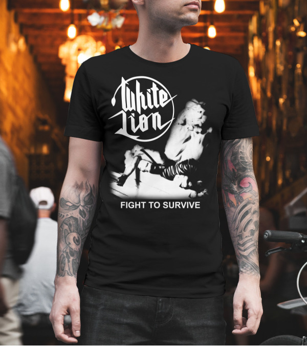 White Lion Fight To Survive Iconic Album Cover T-Shirt White Lion Fight To Survive Iconic Album Cover T-Shirt