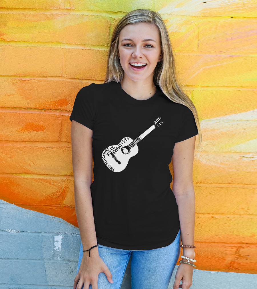 Woody Guthrie This Machine Kills Fascists Guitar T-Shirt