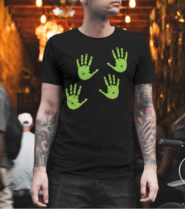 Handprints Green Neon T-Shirt Handprints Green Neon T-Shirt