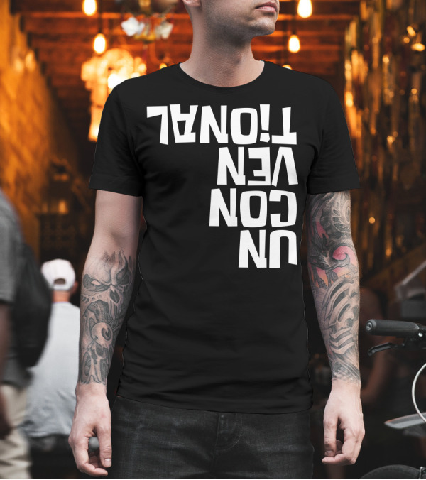 Unconventional Upside Down Textual T-Shirt Unconventional Upside Down Textual T-Shirt