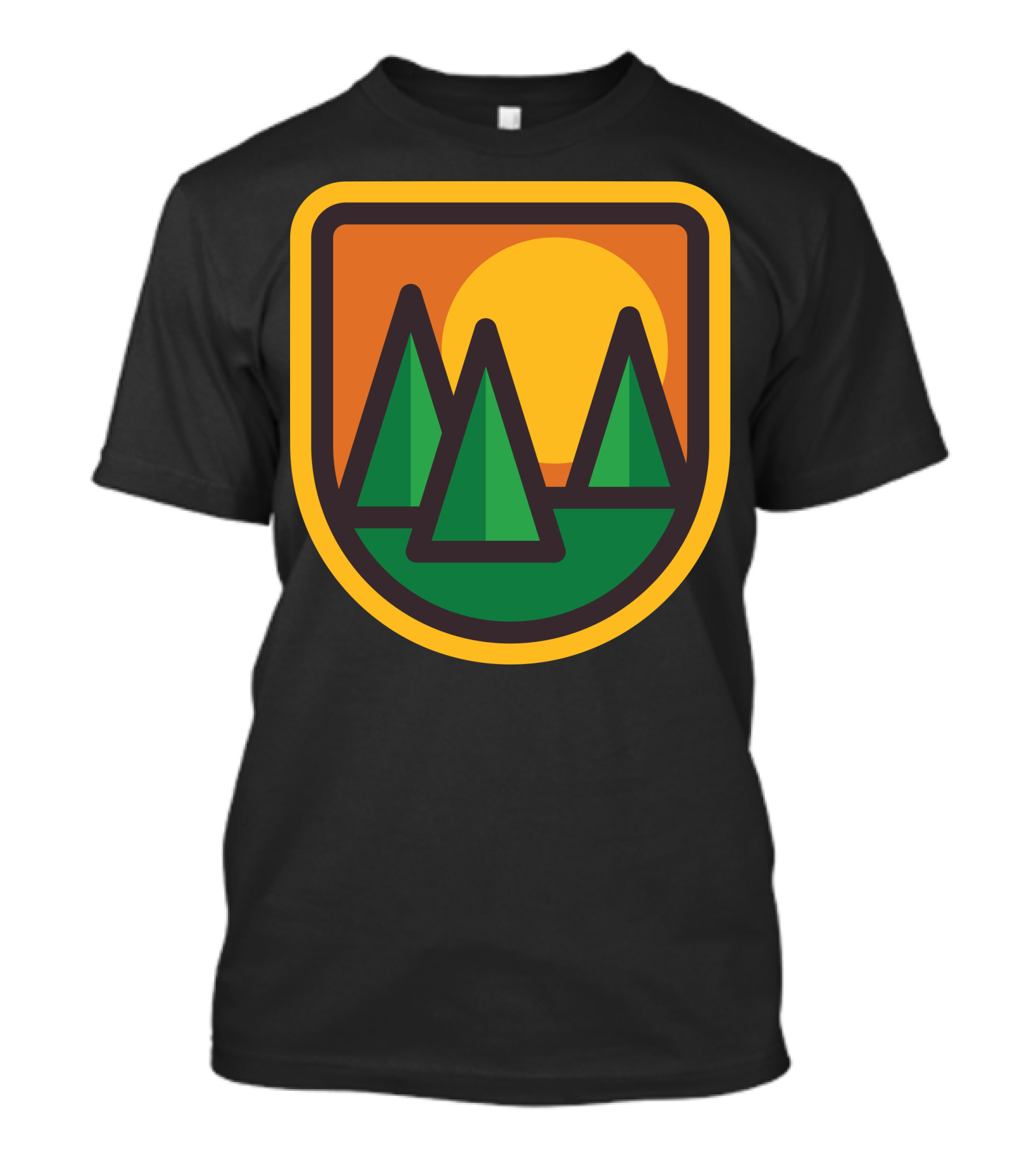 Sunset Pine Trees Retro Badge T-Shirt