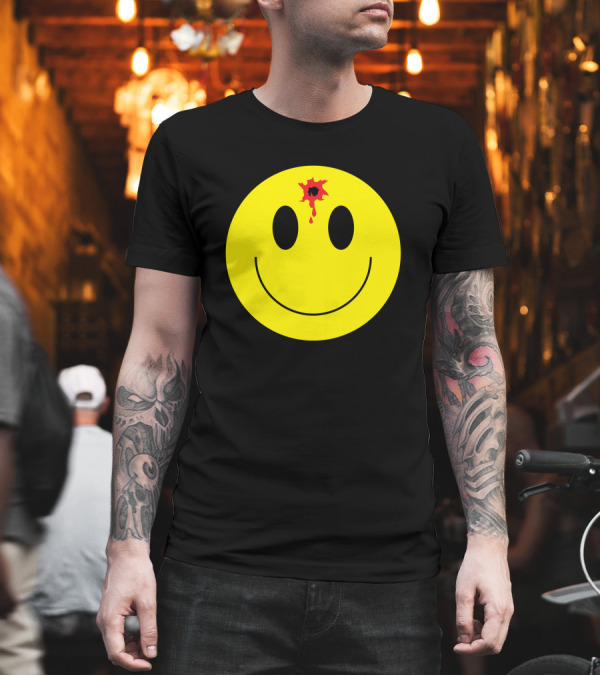 Bullet Smile Yellow Emoticon with Red Splash T-Shirt Bullet Smile Yellow Emoticon with Red Splash T-Shirt