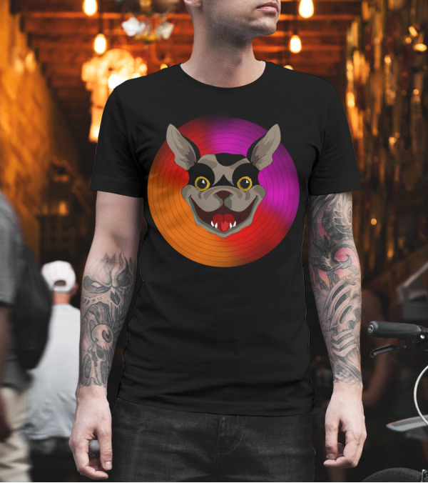 Happy Dog Vibrant Colorful Circle Background T-Shirt Happy Dog Vibrant Colorful Circle Background T-Shirt