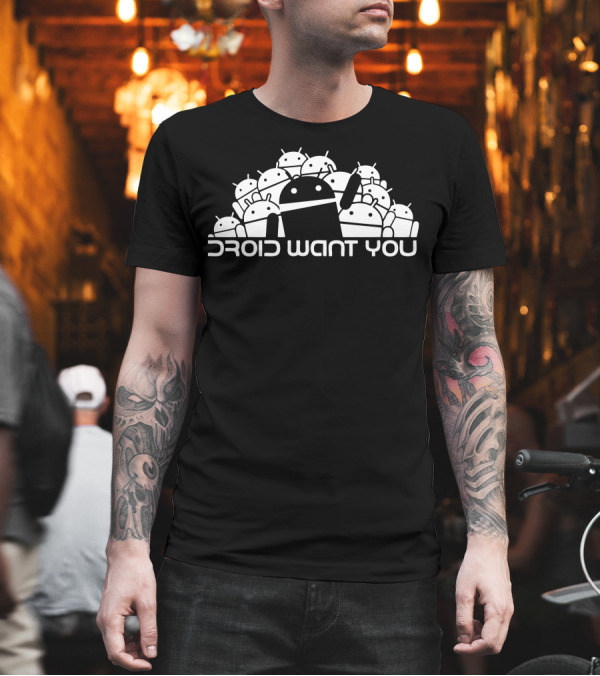 Droid Want You Android Robot Icon Crowd T-Shirt Droid Want You Android Robot Icon Crowd T-Shirt