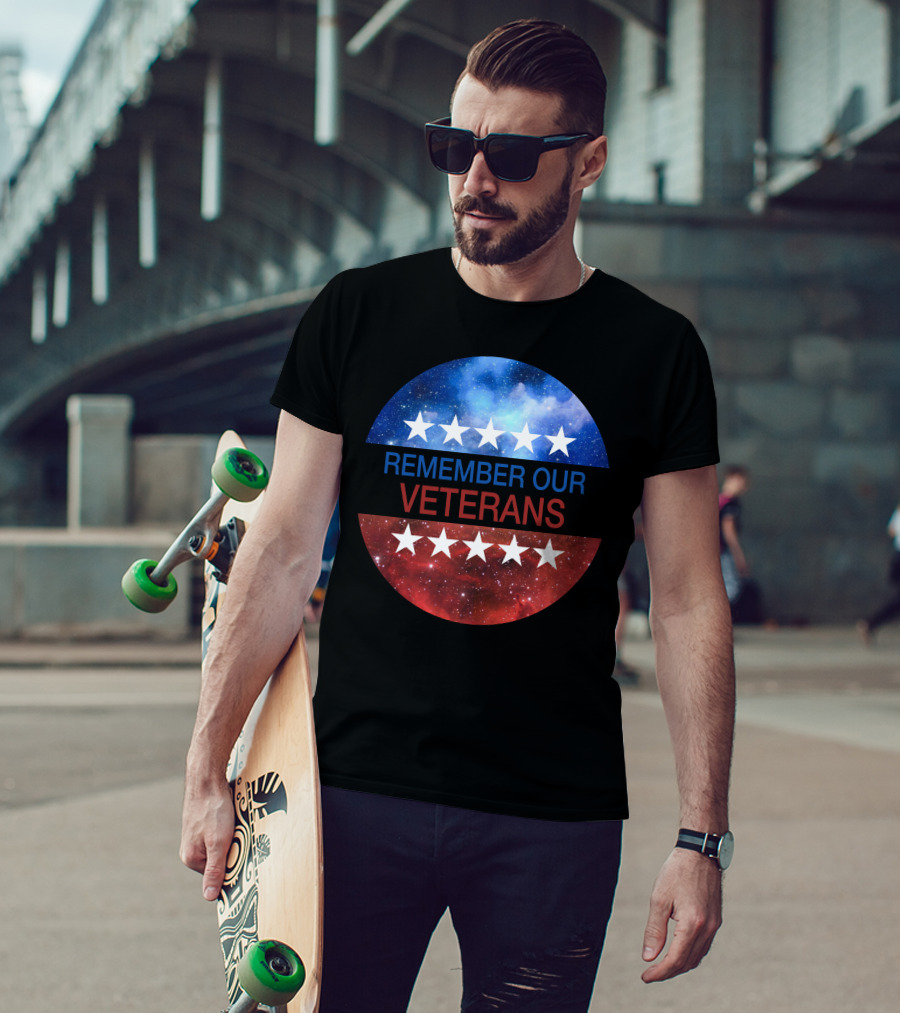 Remember Our Veterans Stars And Galaxy Circle T-Shirt