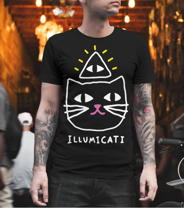 Illumicati Cat with All-Seeing Eye Pyramid T-Shirt Illumicati Cat with All-Seeing Eye Pyramid T-Shirt