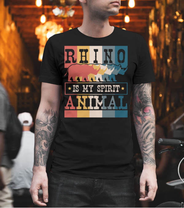 RHINO Is My Spirit Animal Vintage Colorful T-Shirt RHINO Is My Spirit Animal Vintage Colorful T-Shirt