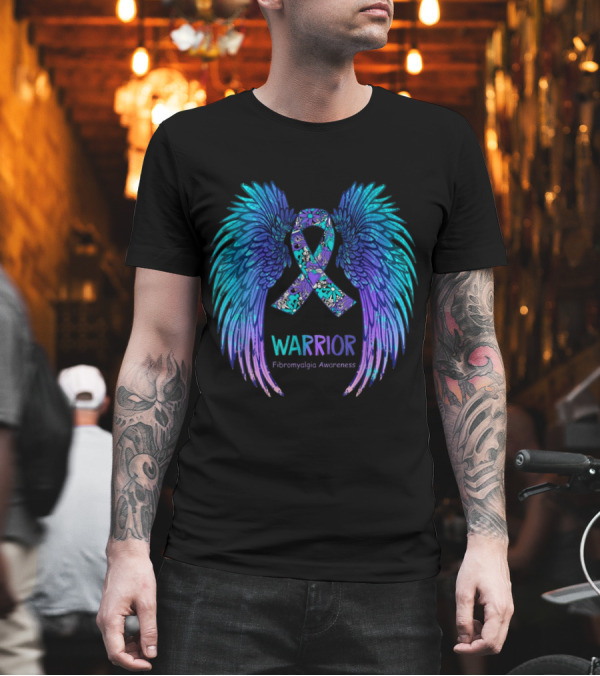 Warrior Fibromyalgia Awareness Angel Wings T-Shirt Warrior Fibromyalgia Awareness Angel Wings T-Shirt