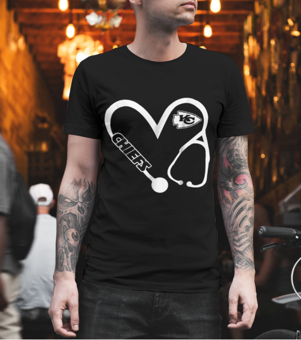 KC Chiefs Nurse Heart Stethoscope T-Shirt KC Chiefs Nurse Heart Stethoscope T-Shirt