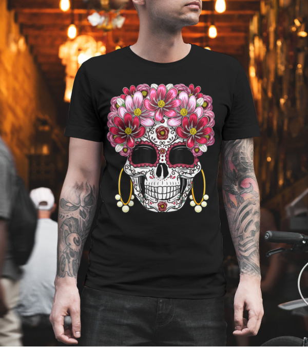Floral Sugar Skull Dia De Muertos Day of the Dead T-Shirt Floral Sugar Skull Dia De Muertos Day of the Dead T-Shirt