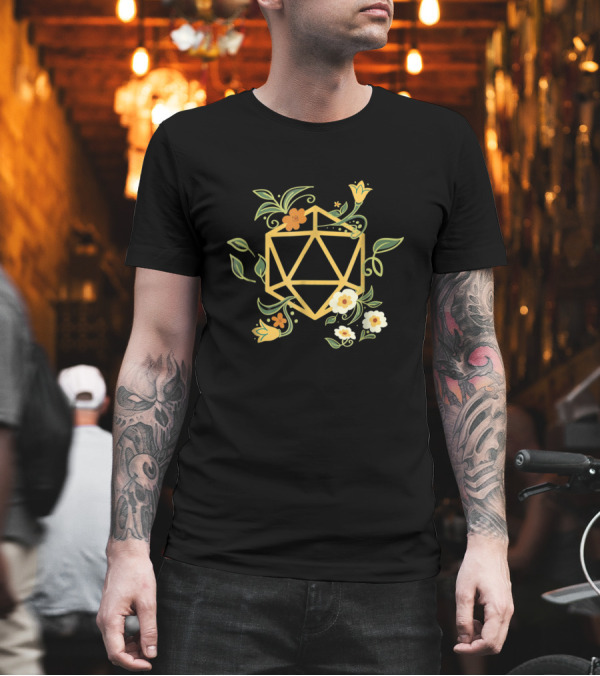 Polyhedral D20 Dice Floral Geeky Plant Nerdy T-Shirt Polyhedral D20 Dice Floral Geeky Plant Nerdy T-Shirt