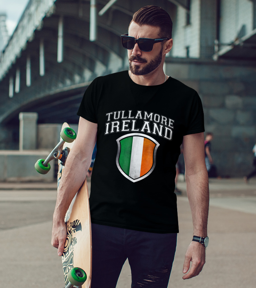 Tullamore Ireland Vintage Irish Flag Shield Crest T-Shirt