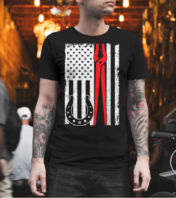 Fourth of July Farrier Patriot Horseshoe Pliers Independence Day Flag T-Shirt Fourth of July Farrier Patriot Horseshoe Pliers Independence Day Flag T-Shirt