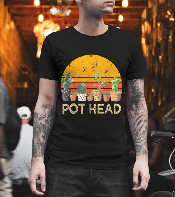 Pot Head Sunset with Potted Cactus and Succulents T-Shirt Pot Head Sunset with Potted Cactus and Succulents T-Shirt