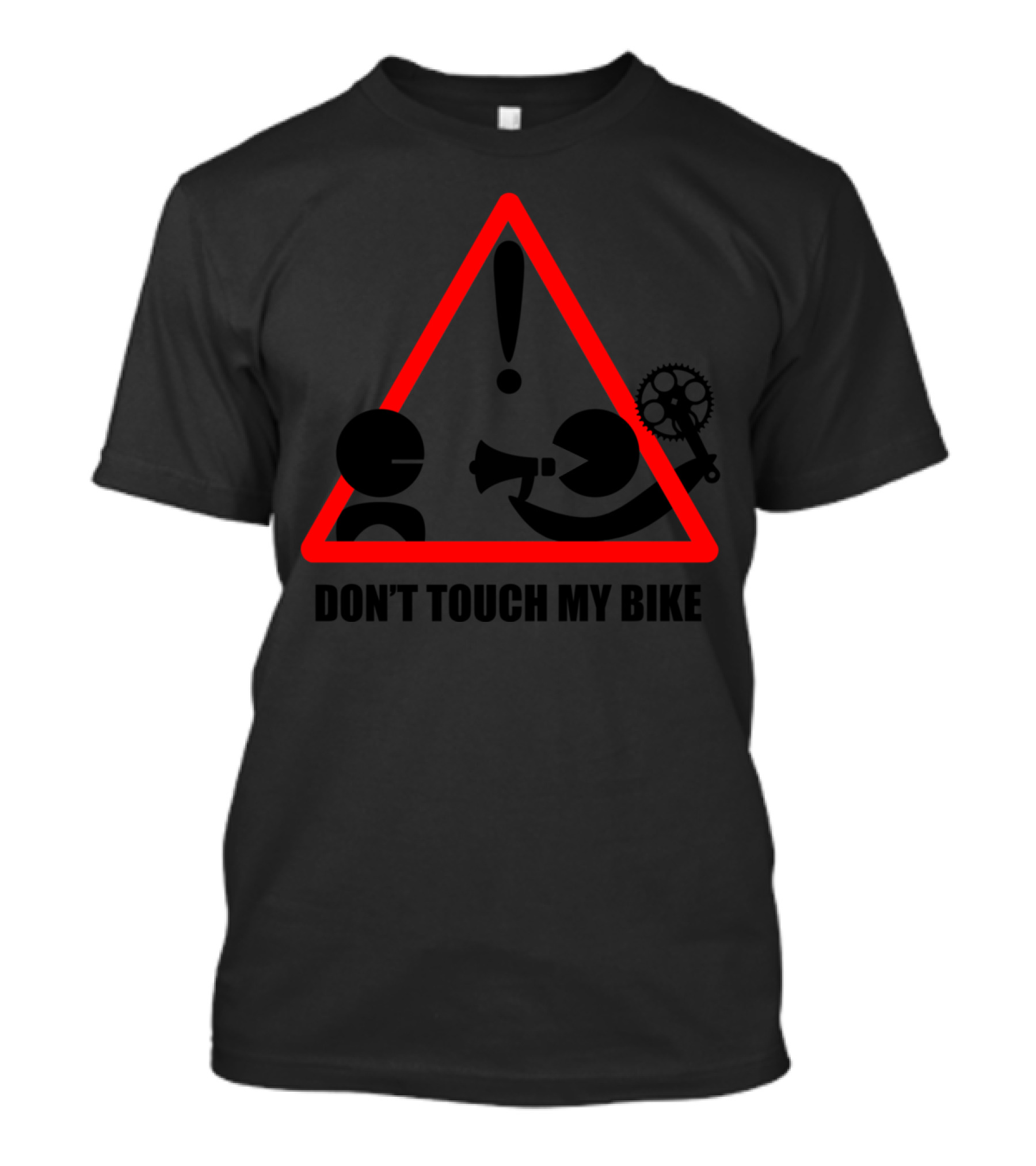 Don't Touch My Bike Warning Triangle Icon With Bike Gears And Exclamation Mark T-Shirt