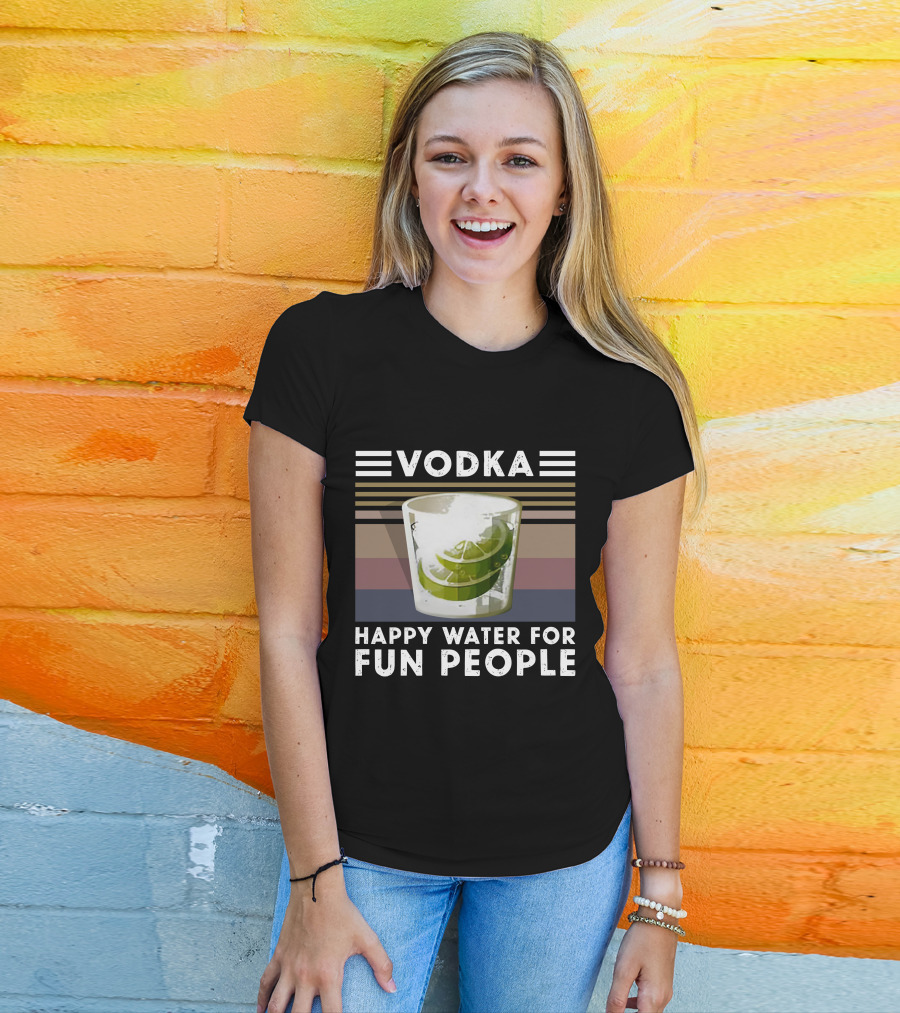 Vodka Happy Water For Fun People Lime Glass T-Shirt