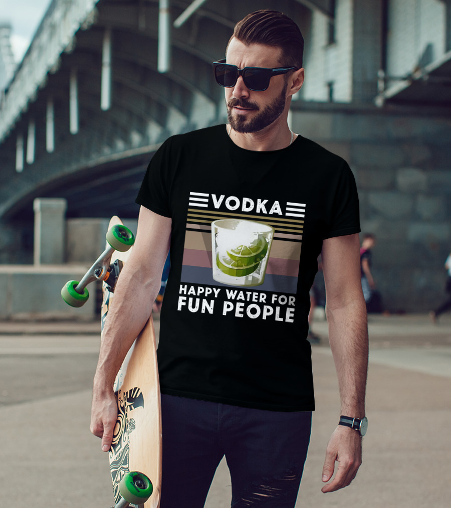 Vodka Happy Water For Fun People Lime Glass T-Shirt
