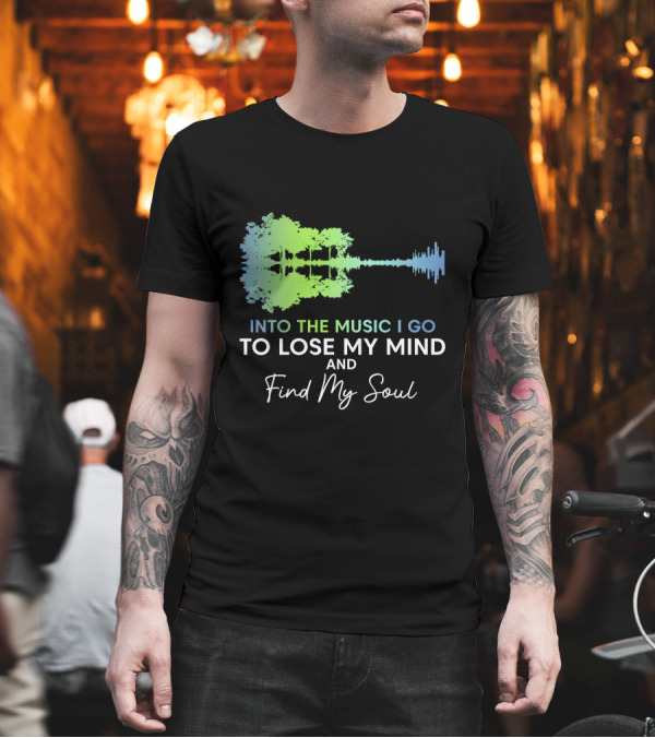 Into the Music I Go To Lose My Mind and Find My Soul Guitar Silhouette Trees Soundwave T-Shirt Into the Music I Go To Lose My Mind and Find My Soul Guitar Silhouette Trees Soundwave T-Shirt