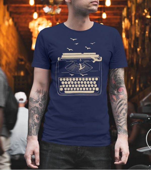 Vintage Typewriter Birds in Flight T-Shirt Vintage Typewriter Birds in Flight T-Shirt