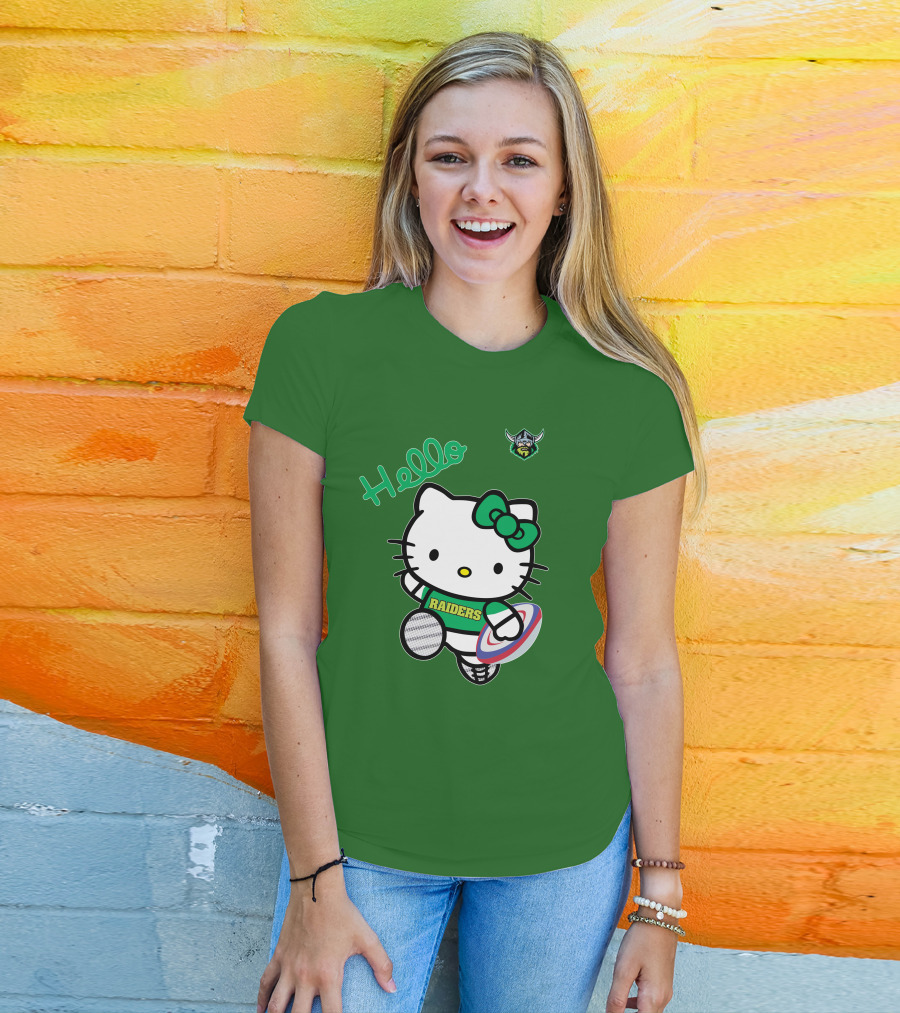 NRL1003 Hello Kitty Canberra Raiders Football T-Shirt