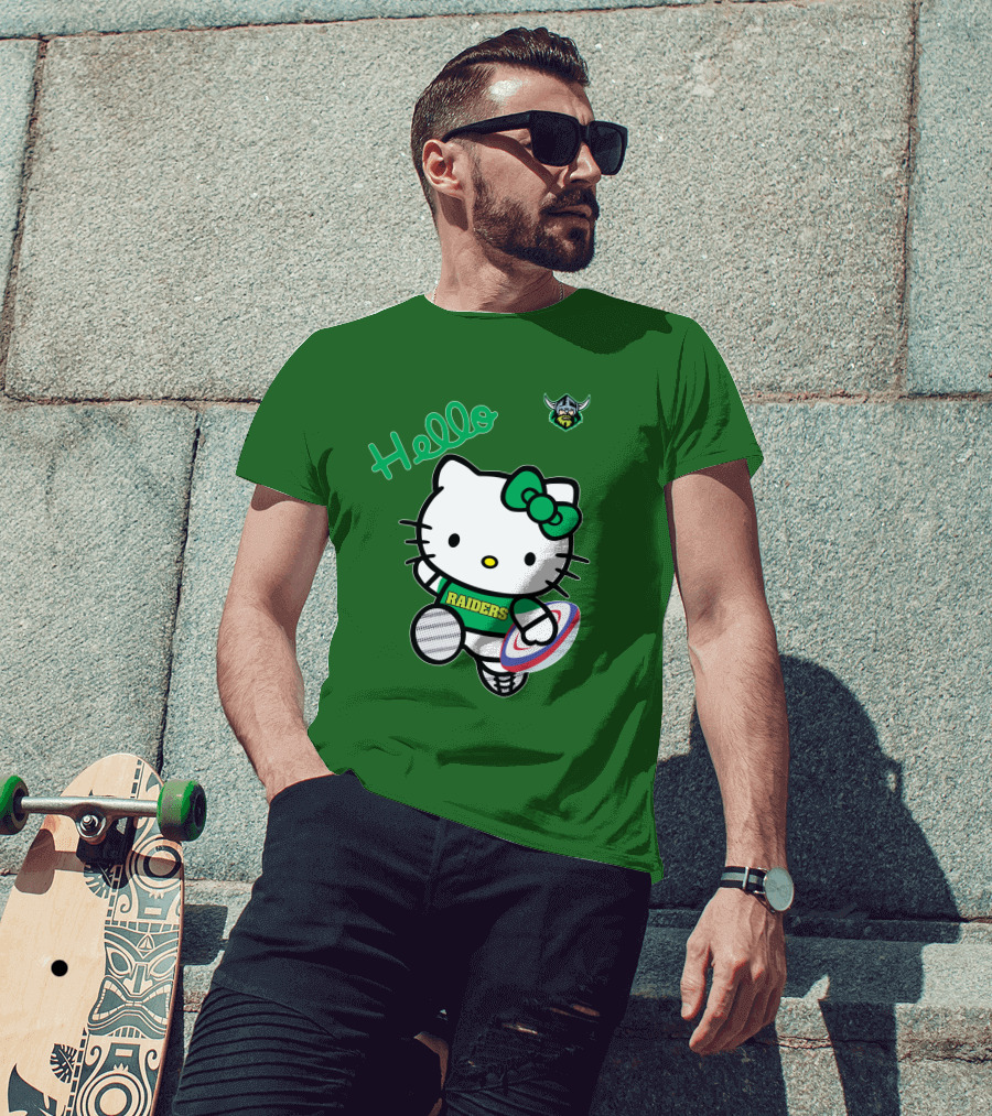 NRL1003 Hello Kitty Canberra Raiders Football T-Shirt