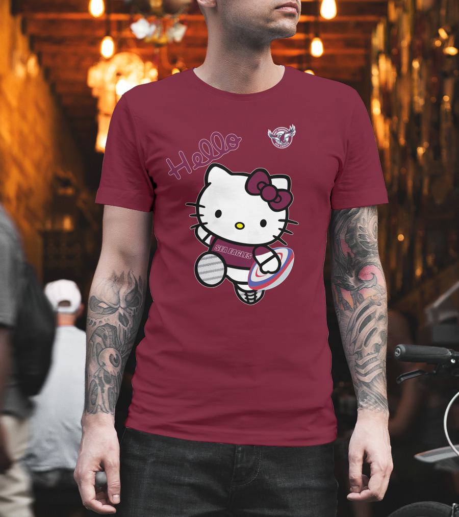 NRL1007 Manly Warringah Sea Eagles Hello Kitty Rugby Fan T-Shirt