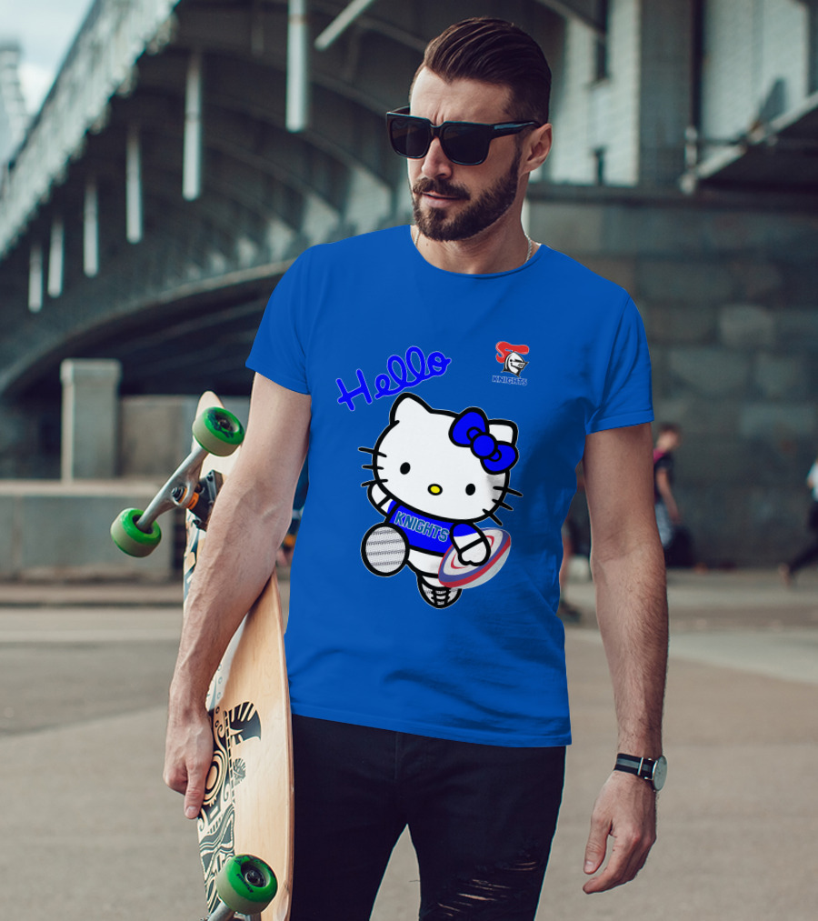 NRL1010 Newcastle Knights Hello Kitty Rugby Crossover T-Shirt