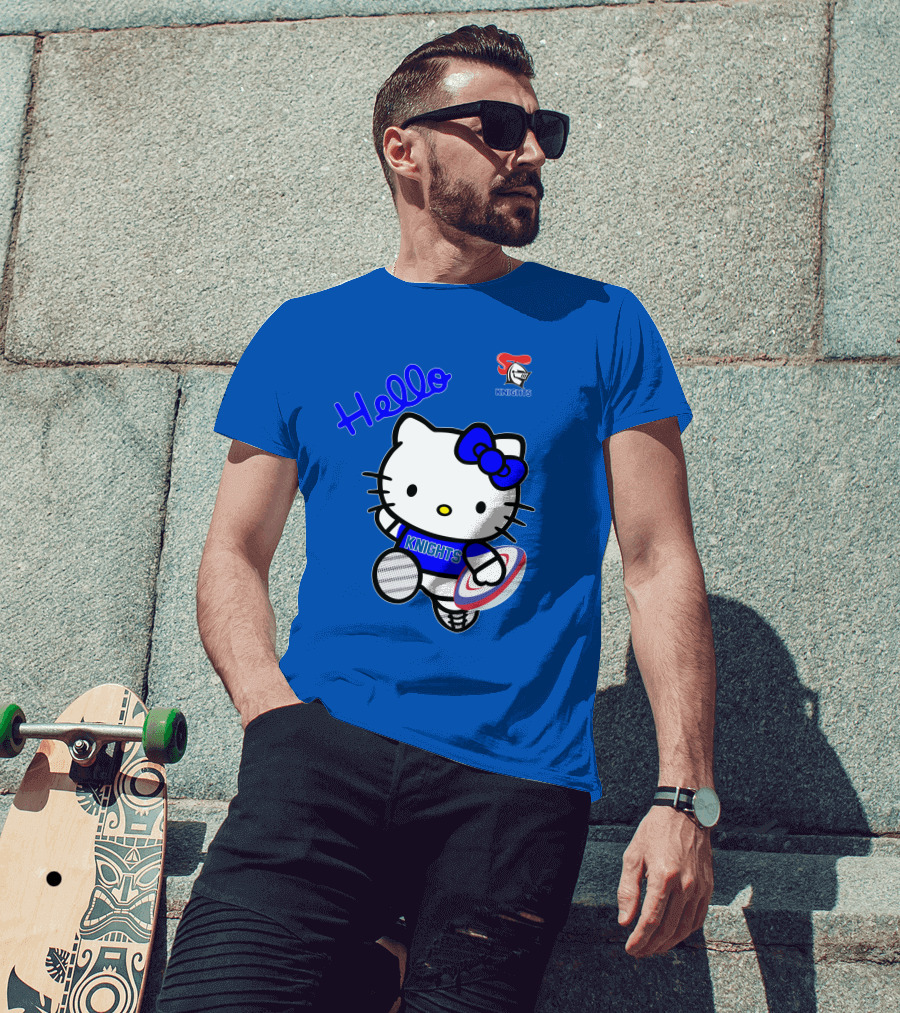 NRL1010 Newcastle Knights Hello Kitty Rugby Crossover T-Shirt