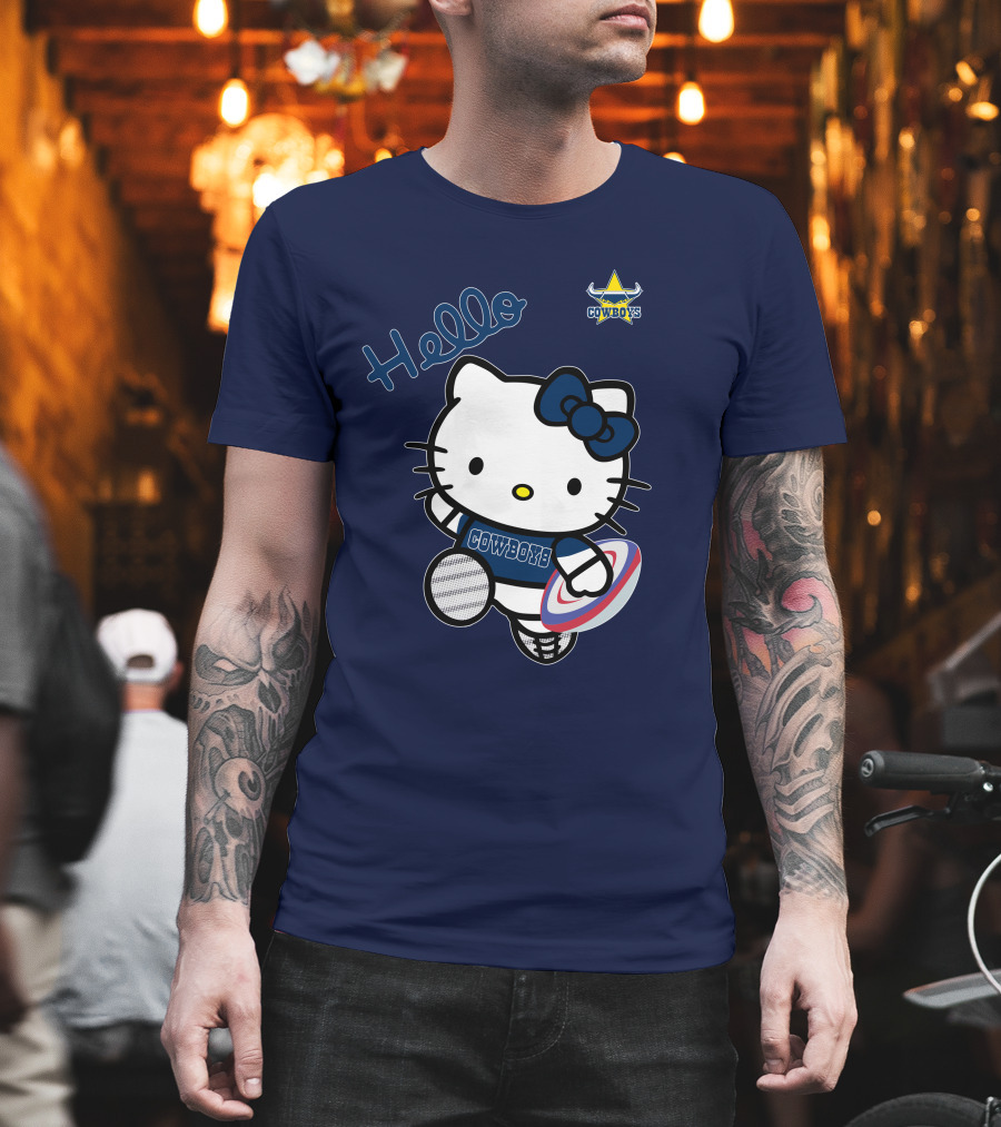 Hello Kitty North Queensland Cowboys Crossover with Rugby Ball T-Shirt