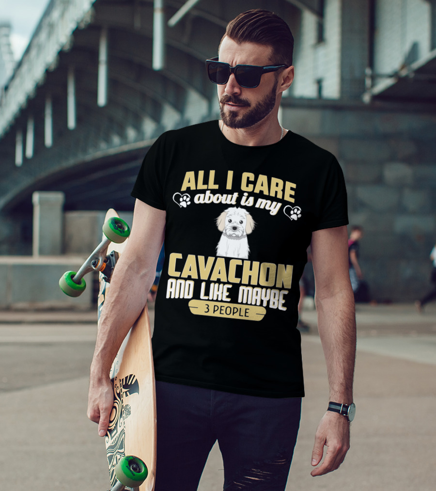 All I Care About Is My Cavachon And Like Maybe 3 People Paw Print Hearts T-Shirt