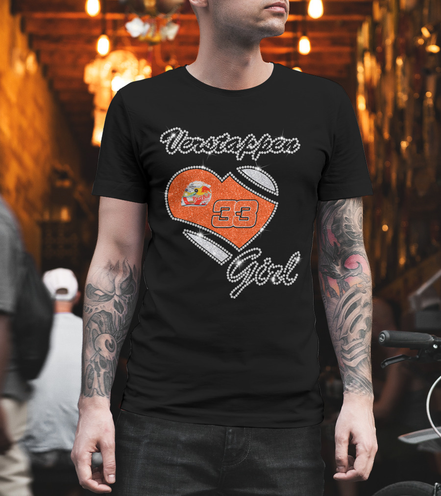 Verstappen Girl 33 Red Bull Heart Sparkle T-Shirt