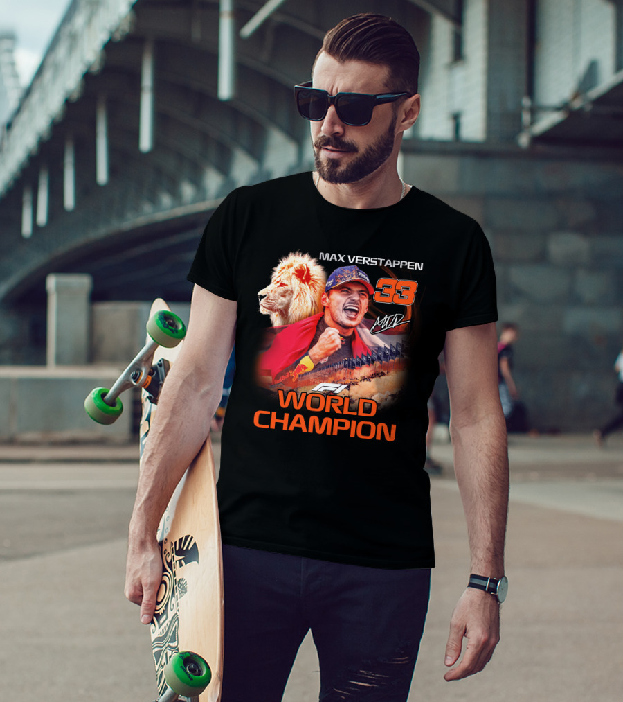 Max Verstappen 33 World Champion Felice Mav Lion F1 T-Shirt
