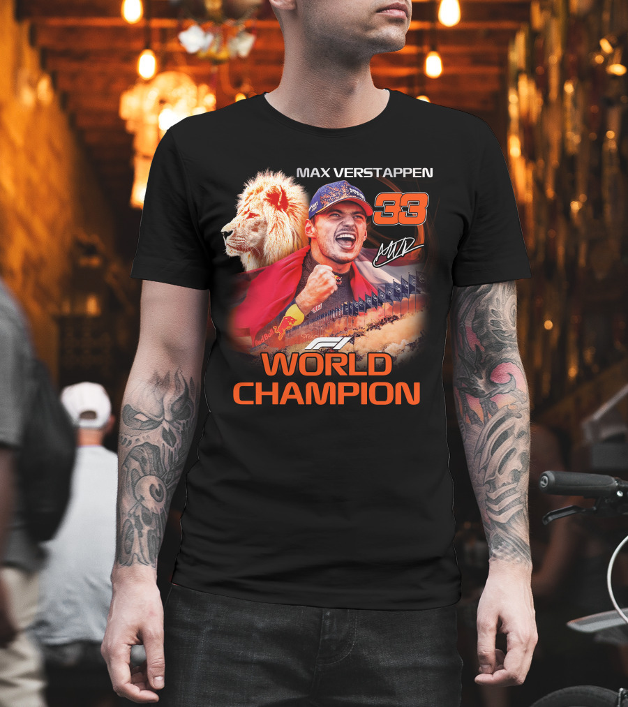 Max Verstappen 33 World Champion Felice Mav Lion F1 T-Shirt