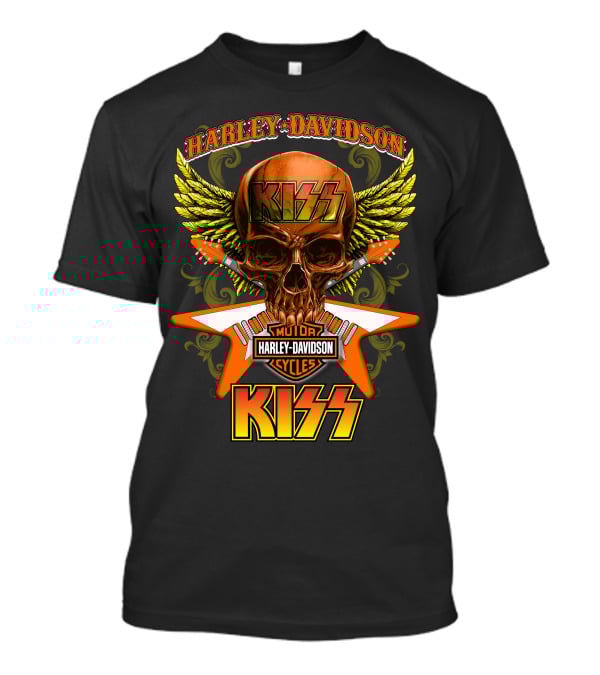Harley Davidson Kiss Skull Wings Motorcycles Cycles T-Shirt