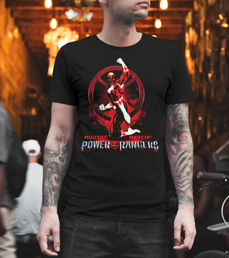 Mouthy Mercin' Power of Rangers Crossover with Deadpool T-Shirt