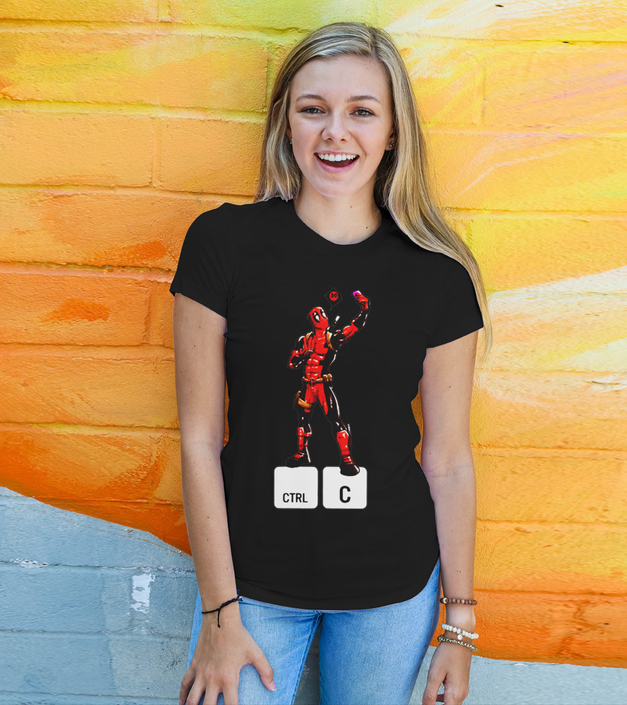 DEADPOOL CTRL C Keyboard Parody Selfie Gaming T-Shirt