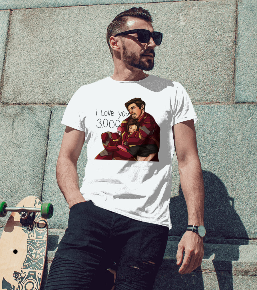 Avengers Iron Man Morgan Stark I Love You 3000 Dad Hug Marvel Reference T-Shirt
