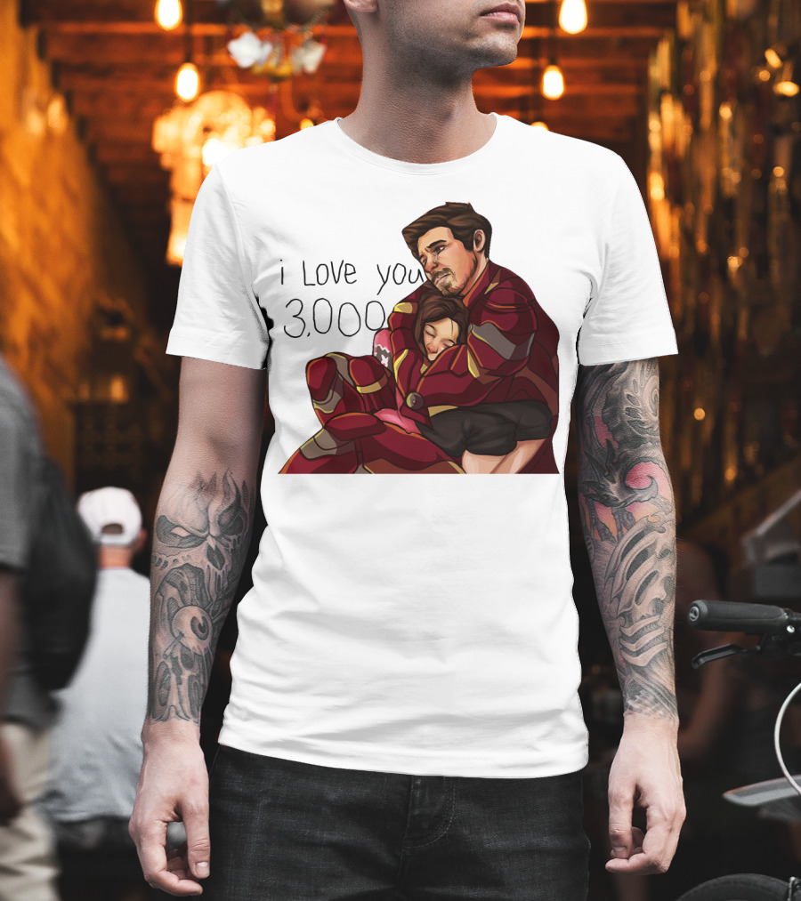 Avengers Iron Man Morgan Stark I Love You 3000 Dad Hug Marvel Reference T-Shirt