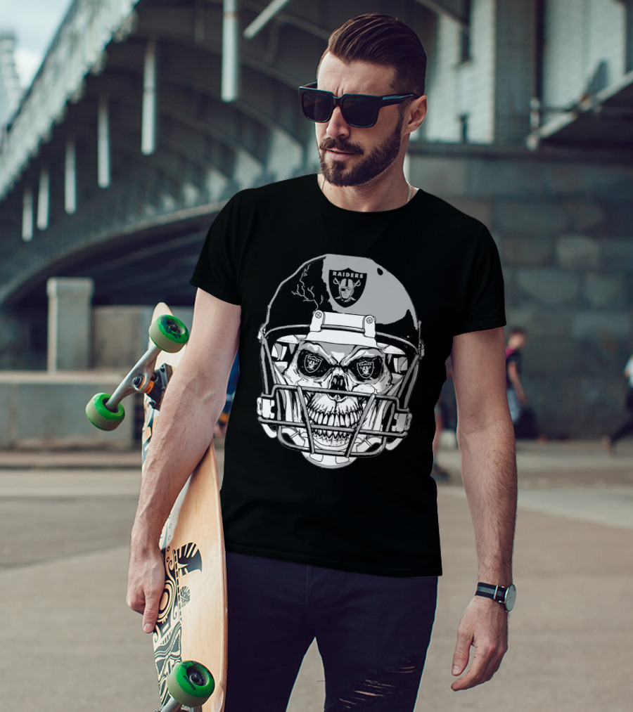 Raider Skull Helmet With Iconic Logo And Lightning Details T-Shirt
